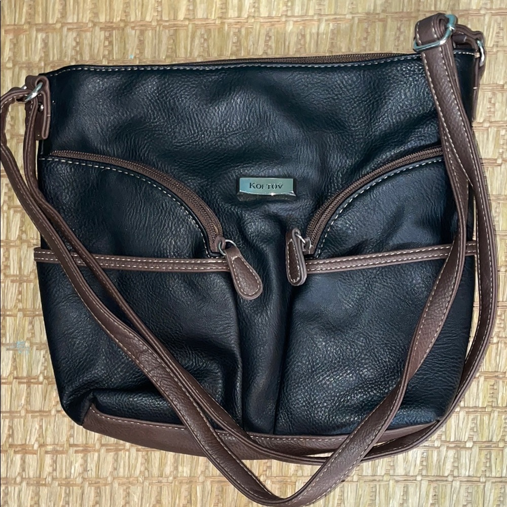 Apt. 9 Black and Brown Shoulder purse with Adjustable Strap